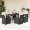 Image de vidaXL Ensemble à Manger de Jardin avec Coussins 7 pcs, Table et Chaises avec Dossier Réglable, Meubles d'Extérieur, 3212950