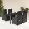 Image de vidaXL Ensemble à Manger de Jardin avec Coussins 5 pcs, Table et Chaises avec Dossier et Repose-pied Réglables, 3212970