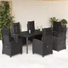 Image de vidaXL Ensemble à Manger de Jardin avec Coussins 7 pcs, Table et Chaises avec Dossier et Repose-pied Réglables, 3212972