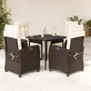 Image de vidaXL Ensemble à Manger de Jardin avec Coussins 5 pcs, Table et Chaises avec Dossier et Repose-pied Réglables, Meubles d'Extérieur, Moderne, Marron Résine Tressée