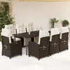 Image de vidaXL Ensemble à Manger de Jardin avec Coussins 9 pcs, Table et Chaises avec Dossier et Repose-pied Réglables, 3212987