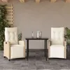 Image de vidaXL Ensemble à Manger de Jardin avec Coussins 3 pcs, Table et Chaises avec Dossier et Repose-pied Réglables, Meubles d'Extérieur, Moderne, Beige Résine Tressée