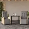 Image de vidaXL Ensemble à Manger de Jardin avec Coussins 3 pcs, Table et Chaises avec Dossier Réglable, Meubles d'Extérieur, Moderne, Mélange Beige Résine Tressée