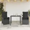 Image de vidaXL 3-delige Tuinset met kussens poly rattan zwart3213067