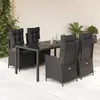 Image de vidaXL Ensemble à manger de jardin coussins 5pcs Noir Résine tressée 3213070