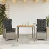 Image de vidaXL 3-delige Tuinset met kussens poly rattan grijs3213103