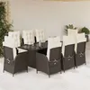 Image de vidaXL Ensemble à Manger de Jardin avec Coussins 9 pcs, Table et Chaises avec Dossier Réglable, Meubles d'Extérieur, 3213119