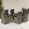 Image de vidaXL Ensemble à Manger de Jardin avec Coussins 7 pcs, Table et Chaises avec Dossier Réglable, Meubles d'Extérieur, 3213121