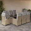 Image de vidaXL Ensemble à Manger de Jardin avec Coussins 9 pcs, Table et Chaises avec Dossier Réglable, Meubles d'Extérieur, 3213128