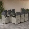 Image de vidaXL Ensemble à Manger de Jardin avec Coussins 9 pcs, Table et Chaises avec Dossier Réglable, Meubles d'Extérieur, 3213132