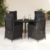 Image de vidaXL Ensemble à manger de jardin coussins 5pcs Noir Résine tressée 3213175