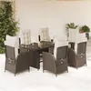Image de vidaXL Ensemble à Manger de Jardin avec Coussins 7 pcs, Table et Chaises avec Dossier Réglable, Meubles d'Extérieur, 3213354