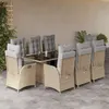 Image de vidaXL Ensemble à Manger de Jardin avec Coussins 9 pcs, Table et Chaises avec Dossier Réglable, Meubles d'Extérieur, 3213361