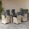 Image de vidaXL Ensemble à Manger de Jardin avec Coussins 7 pcs, Table et Chaises avec Dossier Réglable, Meubles d'Extérieur, 3213362