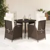 Image de vidaXL Ensemble à Manger de Jardin avec Coussins 5 pcs, Table et Chaises avec Dossier Réglable, Meubles d'Extérieur, 3213407