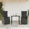 Image de vidaXL Ensemble à Manger de Jardin avec Coussins 3 pcs, Table et Chaises avec Dossier Réglable, Meubles d'Extérieur, 3213420