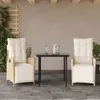 Image de vidaXL Ensemble à Manger de Jardin avec Coussins 3 pcs, Table et Chaises avec Dossier et Repose-pied Réglables, Meubles 3213434