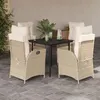 Image de vidaXL Ensemble à Manger de Jardin avec Coussins 5 pcs, Table et Chaises avec Dossier et Repose-pied Réglables, Meubles 3213435