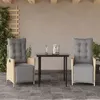 Image de vidaXL Ensemble à Manger de Jardin avec Coussins 3 pcs, Table et Chaises avec Dossier et Repose-pied Réglables, Meubles 3213448