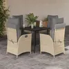 Image de vidaXL Ensemble à Manger de Jardin avec Coussins 5 pcs, Table et Chaises avec Dossier et Repose-pied Réglables, Meubles 3213449