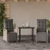 Image de vidaXL Ensemble à Manger de Jardin avec Coussins 3 pcs, Table et Chaises avec Dossier et Repose-pied Réglables, Meubles 3213462