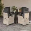 Image de vidaXL Ensemble à manger de jardin et coussins 5 pcs gris clair rotin 3213463