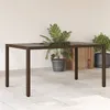 Image de vidaXL Table de jardin avec dessus en verre marron résine tressée 365590