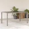 Image de vidaXL Table de jardin dessus en verre Gris 150x90x75cm Résine tressée 365591