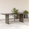 Image de vidaXL Table de jardin avec dessus en verre gris résine tressée, table d'extérieur, table à manger de jardin, meuble de 365604