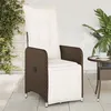 Image de vidaXL Chaise inclinable de jardin avec coussins marron résine tressée, fauteuil de jardin inclinable, fauteuil inclinable 365696
