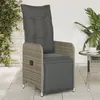 Image de vidaXL Chaise inclinable de jardin avec coussins gris résine tressée, fauteuil de jardin inclinable, fauteuil inclinable de 365697