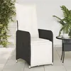 Image de vidaXL Chaises inclinables de jardin lot de 2 et coussins noir rotin, fauteuil de jardin inclinable, fauteuil inclinable de 365700