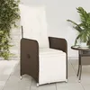 Image de vidaXL Chaises inclinables de jardin lot de 2 et coussins marron rotin, fauteuil de jardin inclinable, fauteuil inclinable 365701