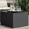 Image de vidaXL Table de Jardin dessus en Verre, Table Basse, Meuble de Pique-Nique Terrasse Patio Balcon Cour Extérieur, Noir Résine 365969