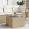 Image de vidaXL Table de Jardin dessus en Verre, Table Basse, Meuble de Pique-Nique Terrasse Patio Balcon Cour Extérieur, Beige 366058