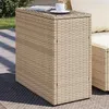 Image de vidaXL Table d'appoint de jardin avec dessus en verre beige rotin 366071