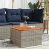 Image de Table de jardin gris 55x55x37 cm résine tressée et bois acacia