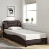 Image de vidaXL Cadre de Lit avec Tête de Lit, Lit Rembourré, Sommier à Lattes, Lit Simple, Lit Adulte de Chambre à Coucher Intérieur, Moderne, Marron Foncé 80x200 cm Tissu