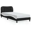 Image de vidaXL Bedframe met hoofdbord kunstleer zwart en wit 80x200 cm3207965