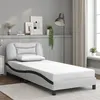 Image de vidaXL Cadre de Lit avec Tête de Lit, Lit Rembourré, Sommier à Lattes, Lit Simple, Lit Adulte de Chambre à Coucher Intérieur, Moderne, Blanc et Noir 80x200cm Similicuir 3207966