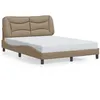 Image de vidaXL Bedframe met hoofdbord kunstleer cappuccinokleurig 140x200 cm3208006