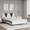 Image de vidaXL Cadre de Lit Viana sans Matelas, Lit Rembourré avec Coussin, Lit Double, Lit Adulte Chambre, Moderne, Blanc et Noir 3208088