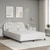 Image de vidaXL Cadre de Lit Viana sans Matelas, Lit Rembourré avec Coussin, Lit Double, Lit Adulte Chambre, Moderne, Blanc 140x190 3208090