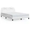 Image de vidaXL Cadre de Lit Viana sans Matelas, Lit Rembourré avec Coussin, Lit Double, Lit Adulte Chambre, Moderne, Blanc 140x200 3208097