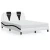 Image de vidaXL Bedframe met hoofdbord kunstleer zwart en wit 140x200 cm3208102