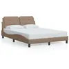 Image de vidaXL Bedframe met hoofdbord kunstleer cappuccinokleurig 140x200 cm3208188