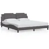 Image de vidaXL Cadre de Lit avec Tête de Lit, Lit Rembourré, Lit Double, Lit Adulte de Chambre à Coucher Intérieur, Gris 180x200 cm Similicuir