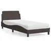 Image de vidaXL Lit avec matelas marron foncé 80x200 cm tissu, meuble de chambre à coucher, lit simple, cadre de lit incurvé, sommier, lit en tissu