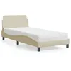 Image de vidaXL Lit avec matelas crème 90x200 cm tissu, meuble de chambre à coucher, lit simple, cadre de lit incurvé, sommier, lit 3208329
