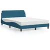 Image de vidaXL Lit avec matelas bleu 120x200 cm velours 3208375